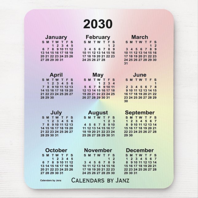 2030 Rainbow Cloud Calendar by Janz Mouse Pad (Front)