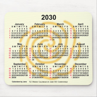 2030 Sunny Days 52 Weeks ISO Calendar by Janz Mouse Pad