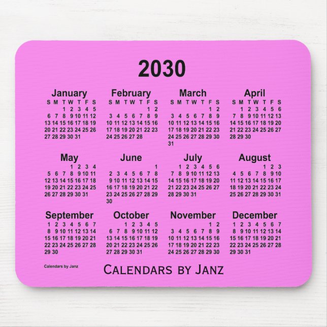 2030 Violet Calendar by Janz Mouse Pad (Front)