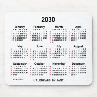 2030 White 52 Weeks Calendar by Janz Mouse Pad