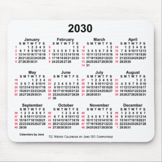 2030 White 52 Weeks ISO Calendar by Janz Mouse Pad