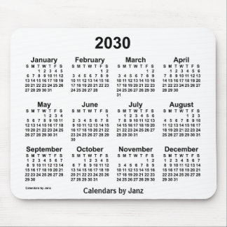 2030 White Calendar by Janz Mouse Pad