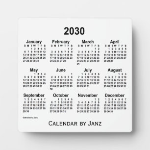 2030 White Desk Calendar by Janz Plaque