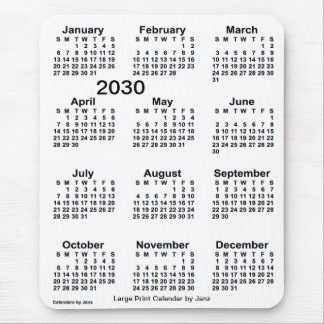 2030 White Large Print Calendar by Janz Mouse Pad