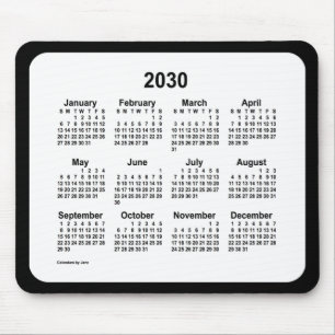 2030 White on Black Calendar by Janz Two Tone Mouse Pad