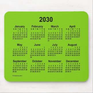 2030 Yellow Green Calendar by Janz Mouse Pad