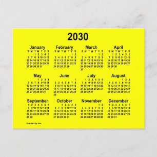 2030 Yellow Mini Calendar by Janz Postcard