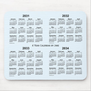 2031-2034 Alice Blue 4 Year Calendar by Janz Mouse Pad