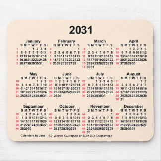 2031 Antique White 52 Weeks ISO Calendar by Janz Mouse Pad