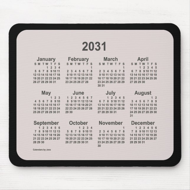 2031 La Boca on Black Calendar by Janz Two Tone Mouse Pad (Front)