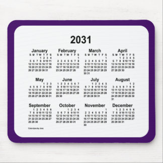 2031 Purple and White Calendar by Janz Two Tone Mouse Pad