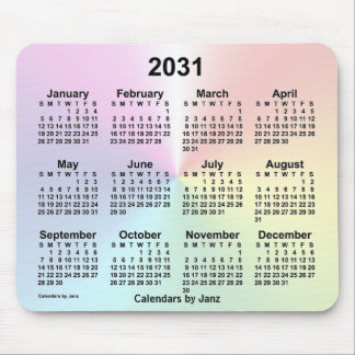 2031 Rainbow Cloud Calendar by Janz Mouse Pad