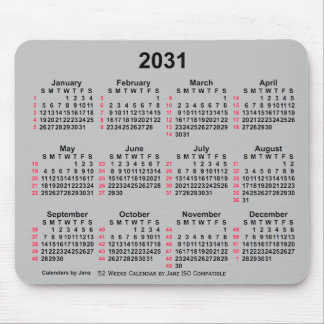 2031 Silver 52 Weeks ISO Calendar by Janz Mouse Pad