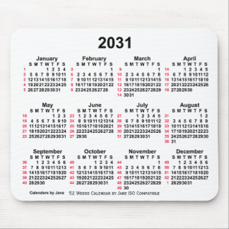 2031 White 52 Weeks ISO Calendar by Janz Mouse Pad