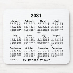2031 White Calendar by Janz Mouse Pad