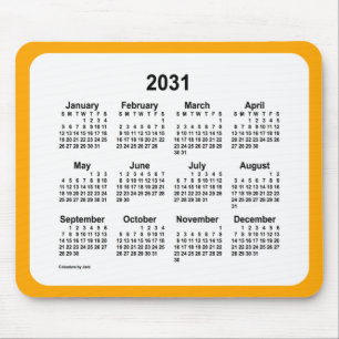 2031 White on Orange Calendar by Janz Two Tone Mouse Pad