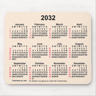 2032 Antique White 52 Weeks ISO Calendar by Janz Mouse Pad