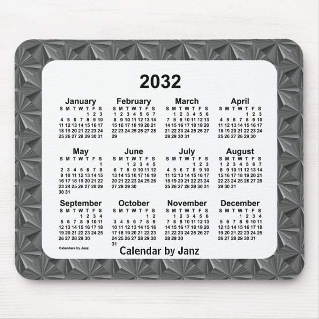 2032 Black Diamonds Calendar by Janz Mouse Pad (Front)