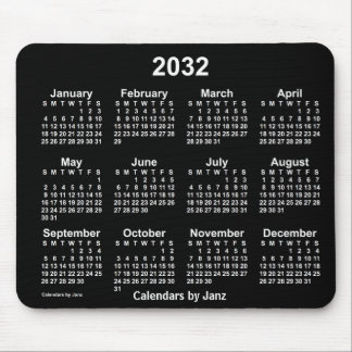 2032 Neon White Calendar by Janz Mouse Pad
