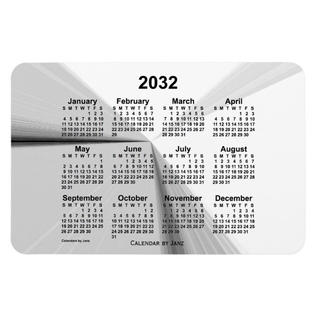 2032 Vanishing Smoke Calendar by Janz 4x6 Magnet (Horizontal)
