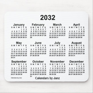2032 White Calendar by Janz Mouse Pad