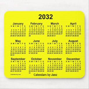 2032 Yellow Calendar by Janz Mouse Pad