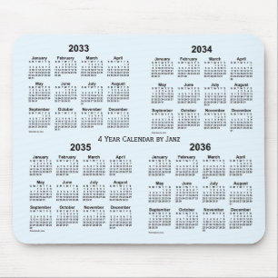 2033-2036 Alice Blue 4 Year Calendar by Janz Mouse Pad