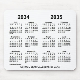 2034-2035 White School Year Calendar by Janz Mouse Pad