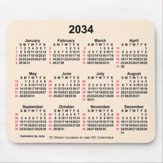 2034 Antique White 52 Weeks ISO Calendar by Janz Mouse Pad