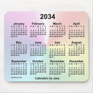 2034 Rainbow Cloud Calendar by Janz Mouse Pad