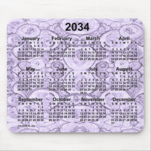2034 Tiny Bubbles Purple Calendar by Janz Mouse Pad