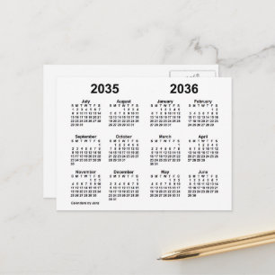 2035-2036 White School Year Calendar by Janz Postcard