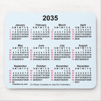 2035 Alice Blue 52 Weeks ISO Calendar by Janz Mouse Pad