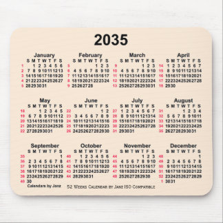 2035 Antique White 52 Weeks ISO Calendar by Janz Mouse Pad