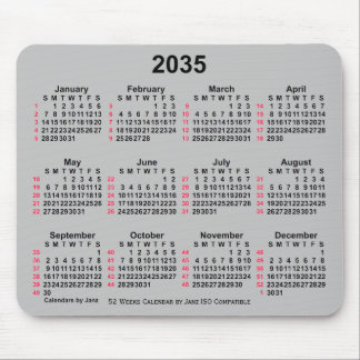 2035 Silver 52 Weeks ISO Calendar by Janz Mouse Pad