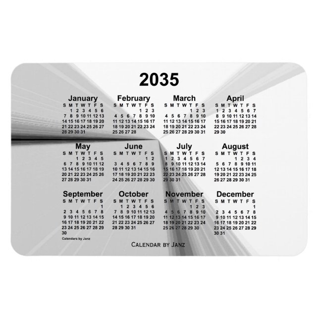 2035 Vanishing Smoke Calendar by Janz 4x6 Magnet (Horizontal)