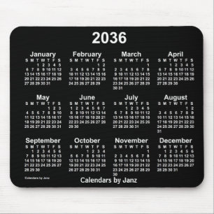 2036 Neon White Calendar by Janz Mouse Pad