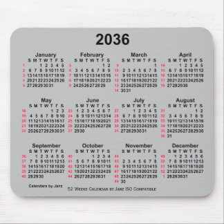 2036 Silver 52 Weeks ISO Calendar by Janz Mouse Pad