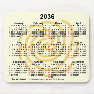 2036 Sunny Days 52 Weeks ISO Calendar by Janz Mouse Pad