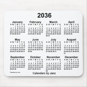 2036 White Calendar by Janz Mouse Pad