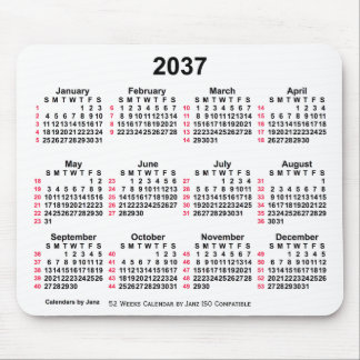 2037 White 52 Weeks ISO Calendar by Janz Mouse Pad