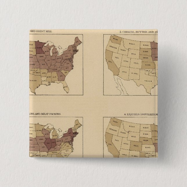 204 Manufactures/sq mile 2 Inch Square Button (Front)