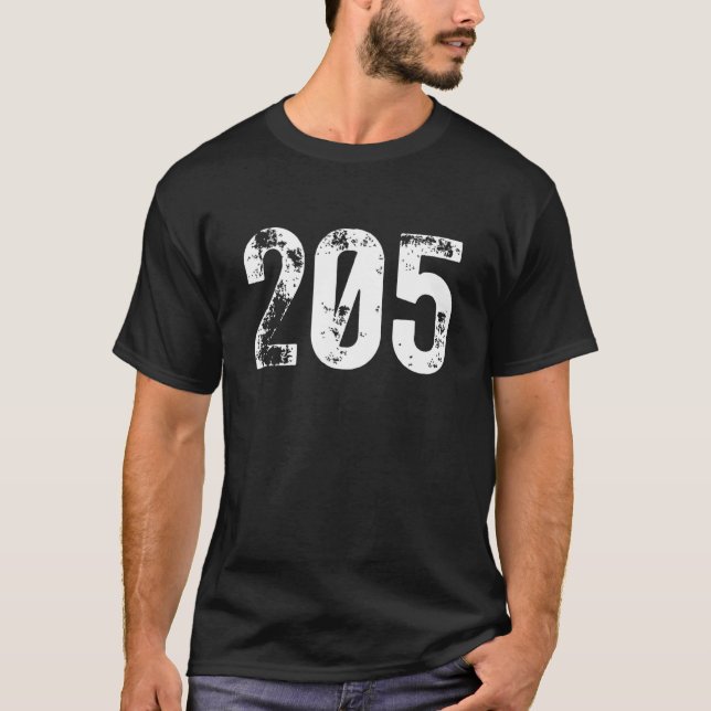 205 Area Code Birmingham AL Mobile Telephone Area  T-Shirt (Front)