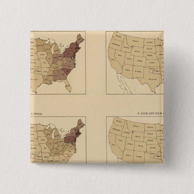 205 Manufactures/sq mile 2 Inch Square Button (Front)