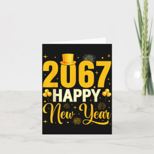 2067 Happy New Year Retro Funny 67 Six Seven Meme Card