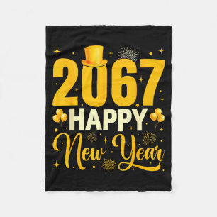 2067 Happy New Year Retro Funny 67 Six Seven Meme Fleece Blanket