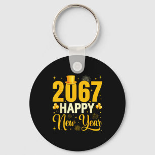 2067 Happy New Year Retro Funny 67 Six Seven Meme  Keychain