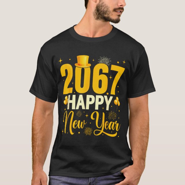 2067 Happy New Year Retro Funny 67 Six Seven Meme  T-Shirt (Front)