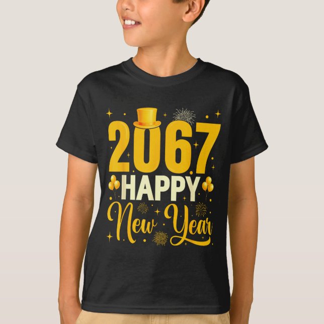 2067 Happy New Year Retro Funny 67 Six Seven Meme  T-Shirt (Front)