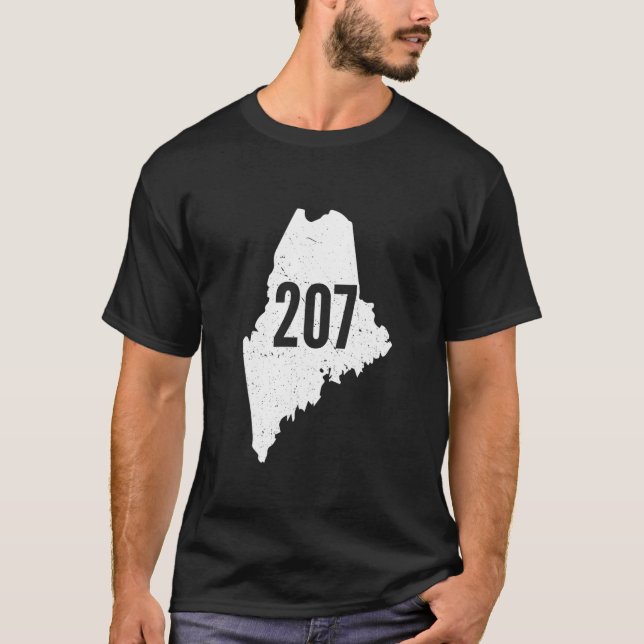 207 Maine State Area Code Outline Pride T-Shirt (Front)